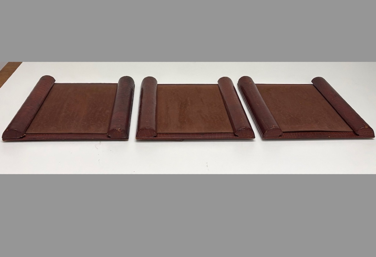 Three Art Deco Photo Frames In Brutalist Or Cubist Leather  Ref1219-photo-5