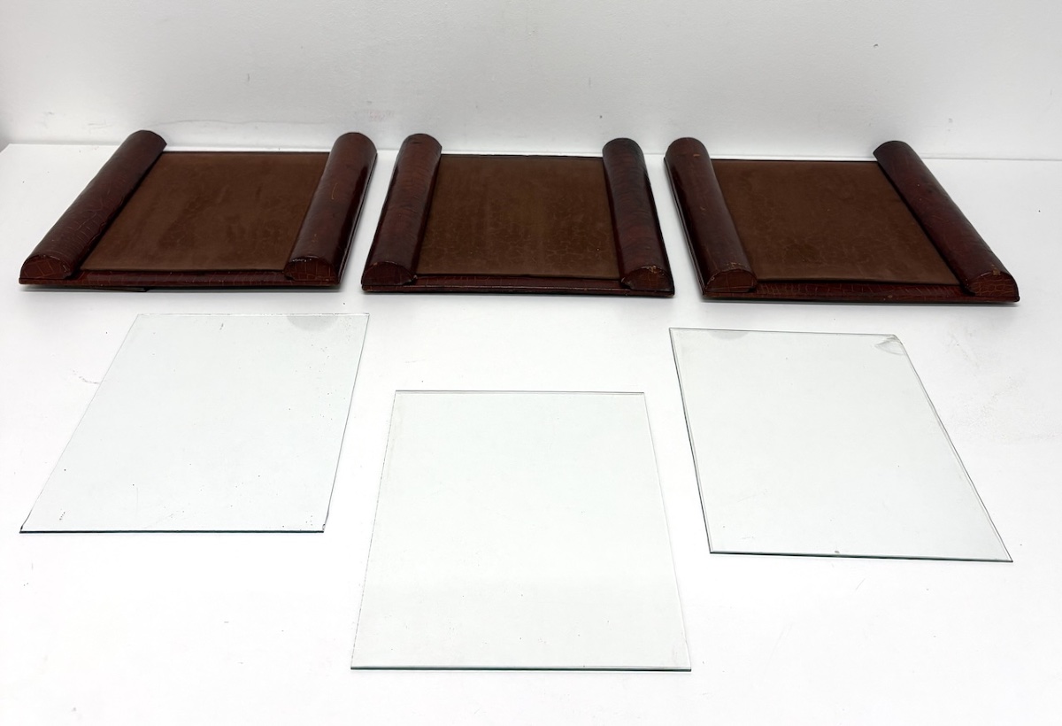 Three Art Deco Photo Frames In Brutalist Or Cubist Leather  Ref1219-photo-6