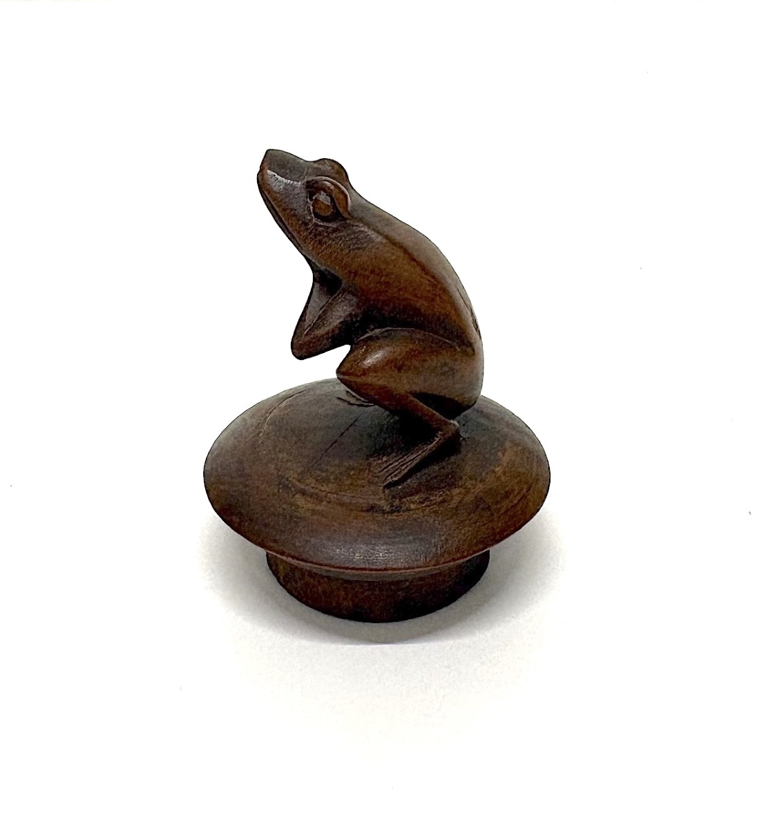 Exotic Wooden Carved Frog Bottle Stopper, Japan  Ref. 1222-photo-2