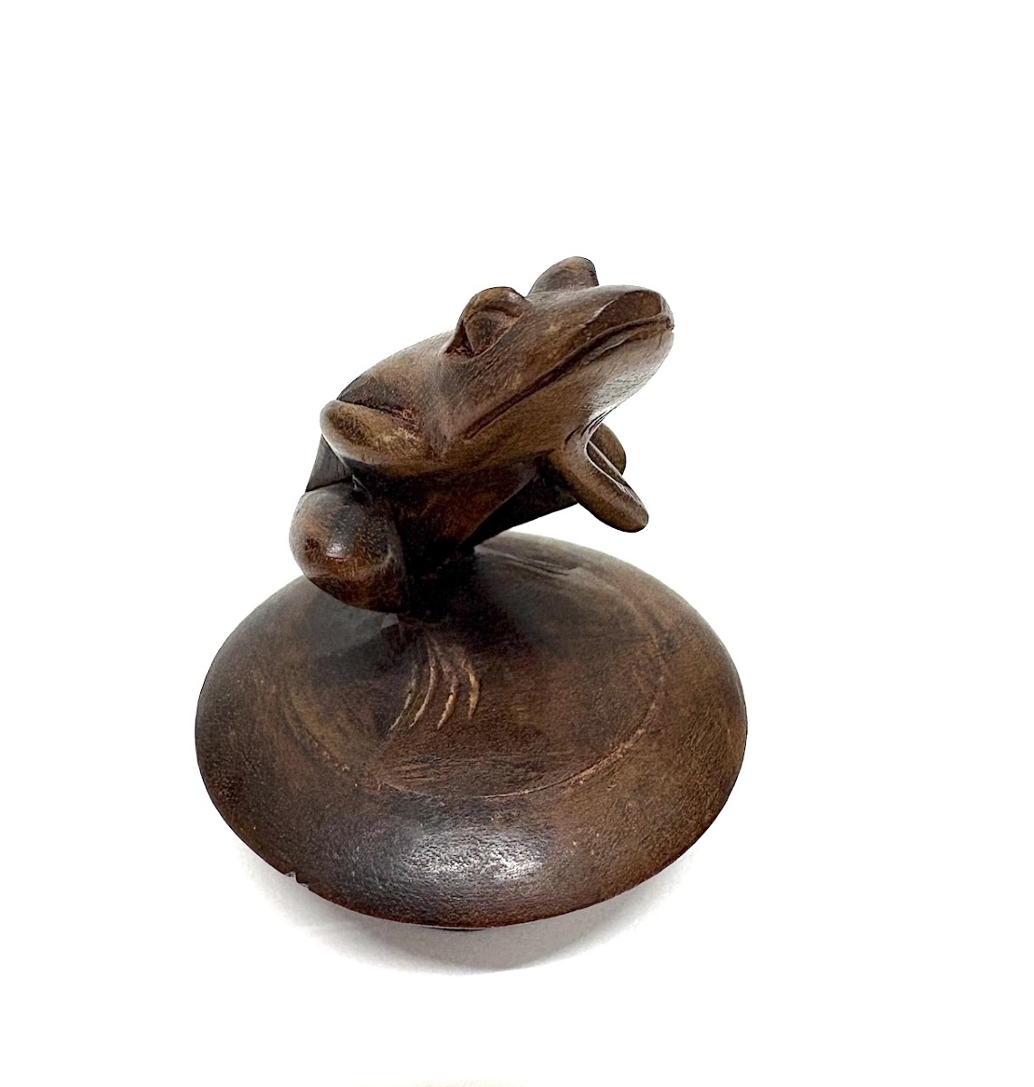 Exotic Wooden Carved Frog Bottle Stopper, Japan  Ref. 1222-photo-2