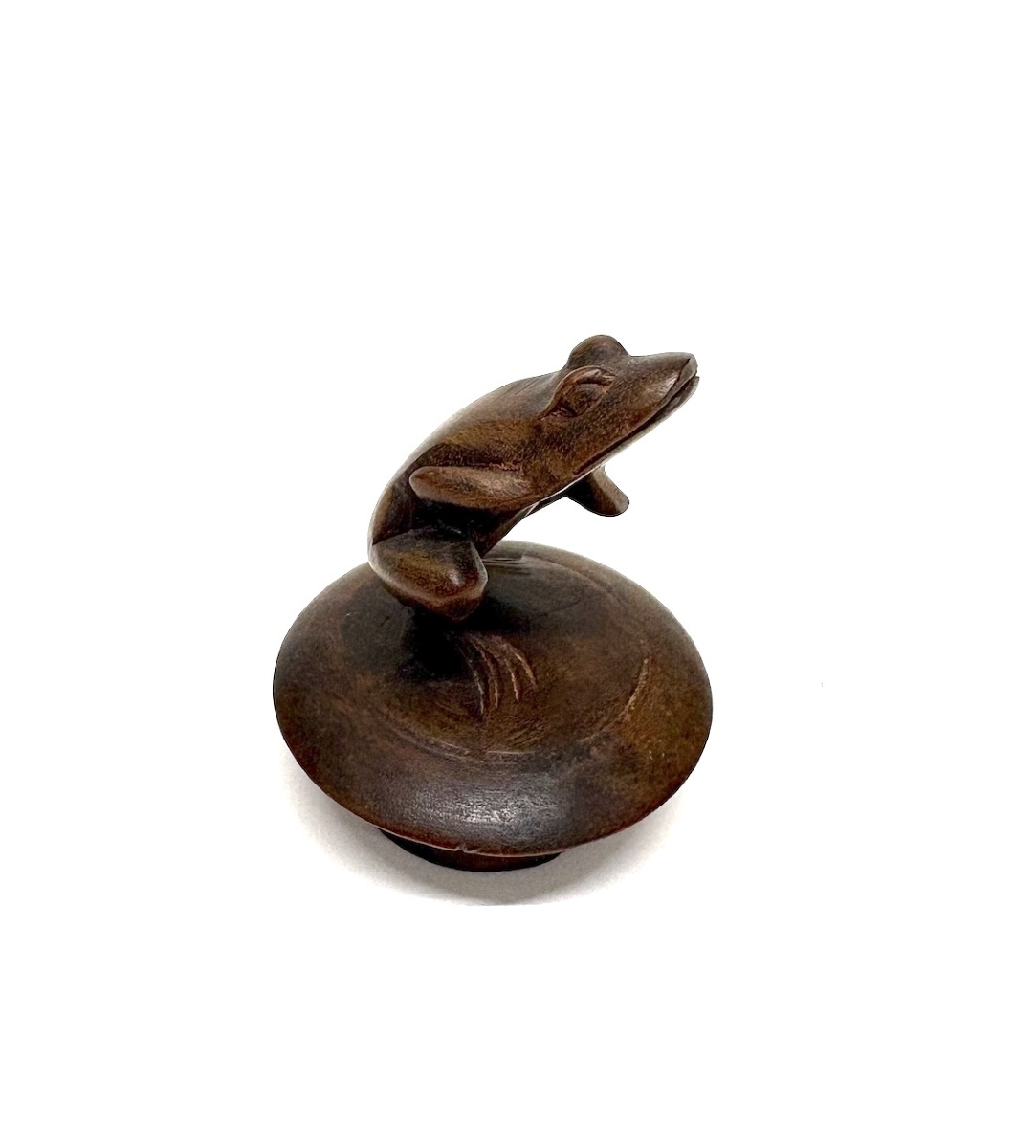 Exotic Wooden Carved Frog Bottle Stopper, Japan  Ref. 1222-photo-4