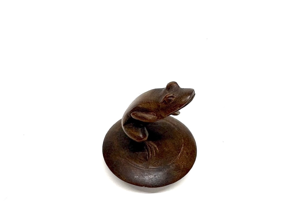 Exotic Wooden Carved Frog Bottle Stopper, Japan  Ref. 1222-photo-5