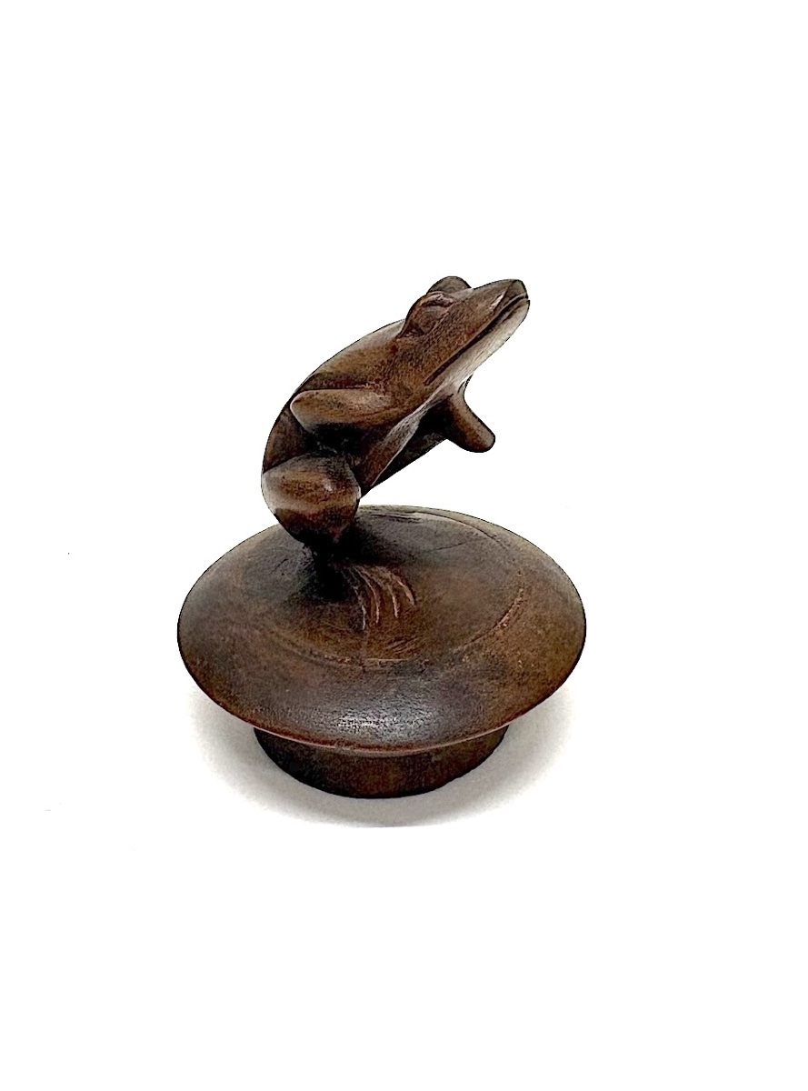 Exotic Wooden Carved Frog Bottle Stopper, Japan  Ref. 1222-photo-7