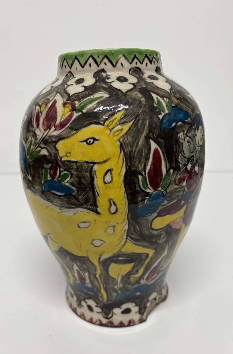 Pair Of Ottoman Iznik Persian Ceramic Vases With Polychrome Animal Motifs Ref1224-photo-2