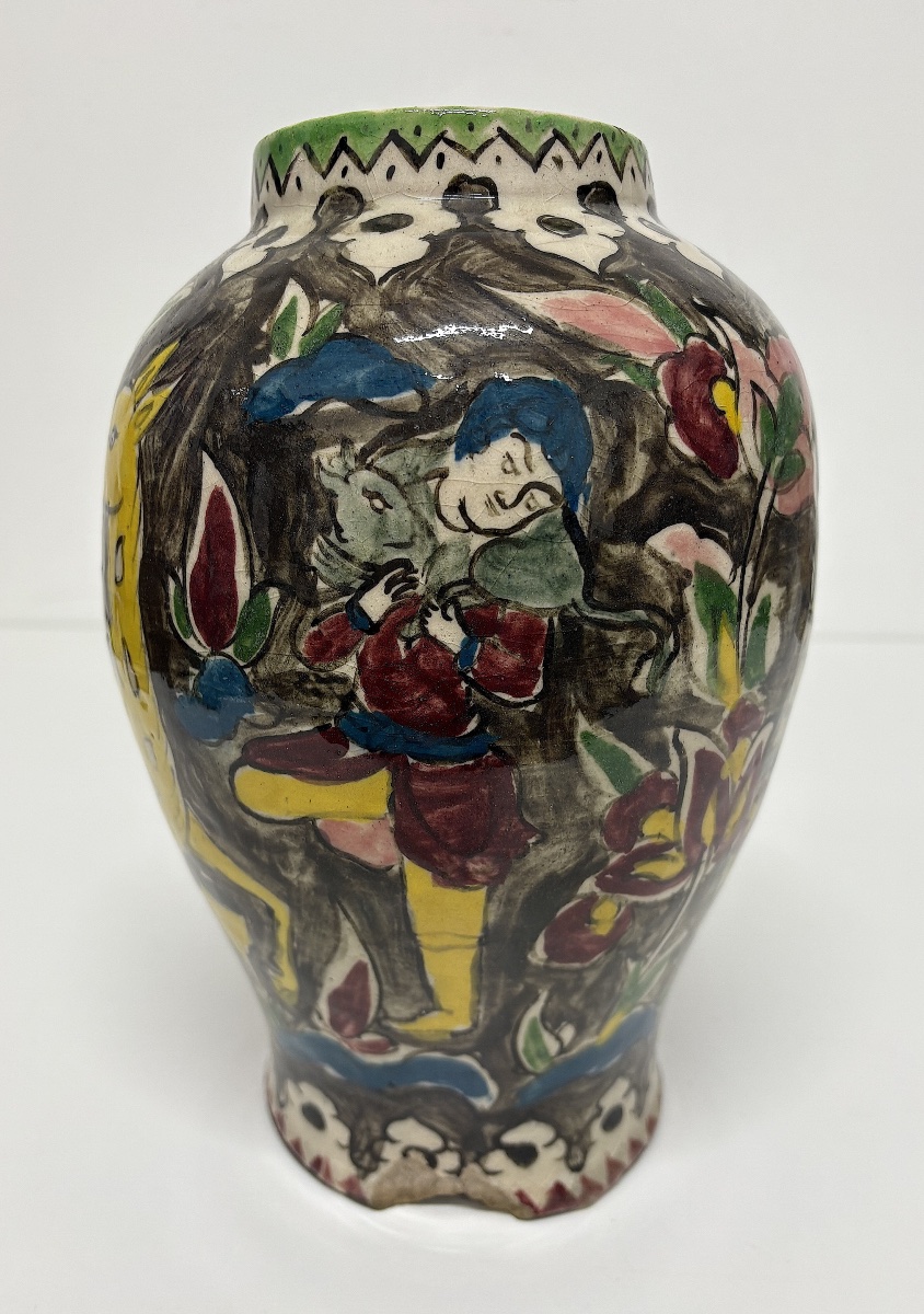 Pair Of Ottoman Iznik Persian Ceramic Vases With Polychrome Animal Motifs Ref1224-photo-3