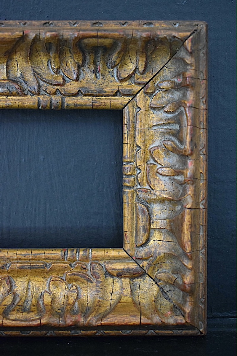 Early 20th-century Gilded Art Nouveau Frame; Inner Dimensions: 14 X 8.5 Cm (miniature Size) Frame Ref. C1294-photo-1