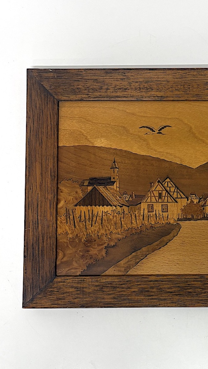 Joseph Aufderbruck Tableau  en Marqueterie Village d' ORSCHWILLER  Alsace Refm1185-photo-2