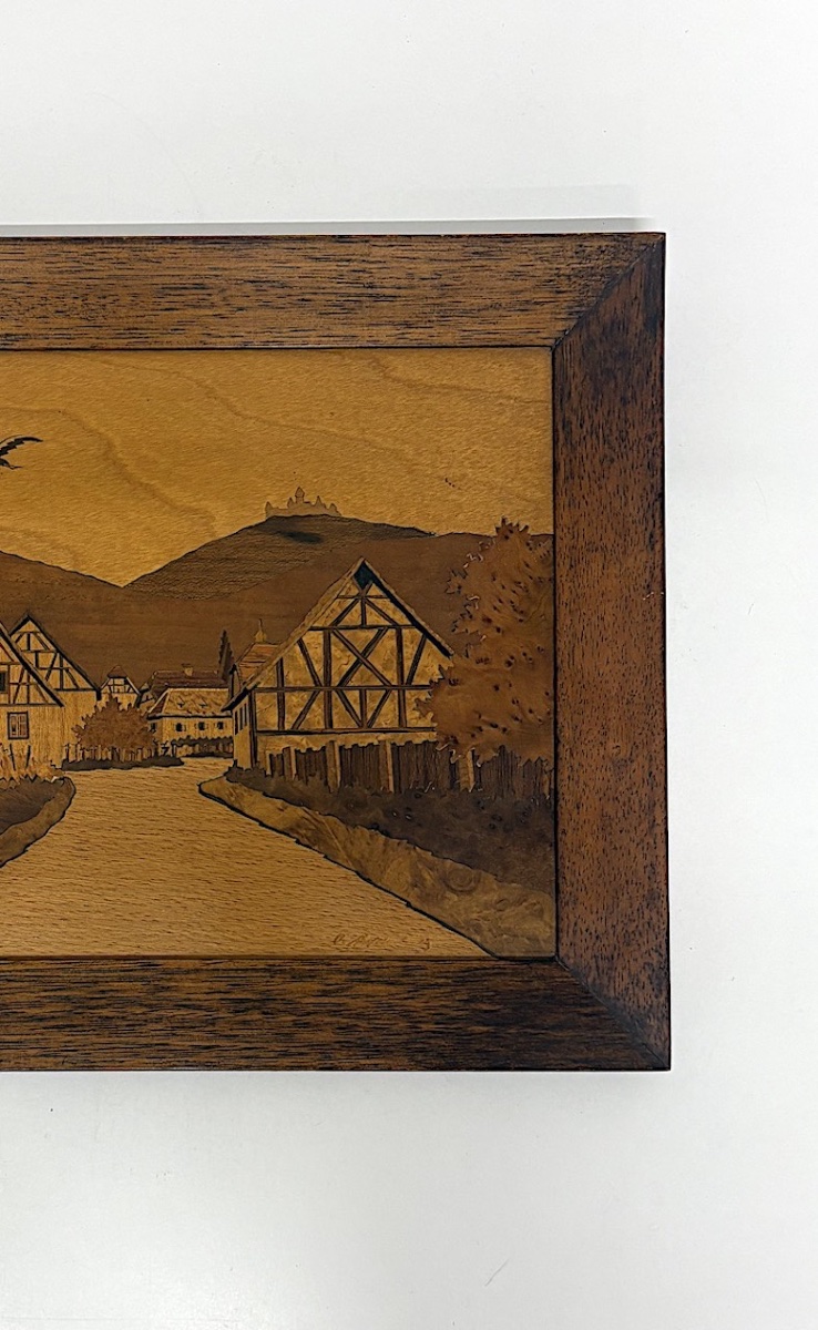 Joseph Aufderbruck Tableau  en Marqueterie Village d' ORSCHWILLER  Alsace Refm1185-photo-3
