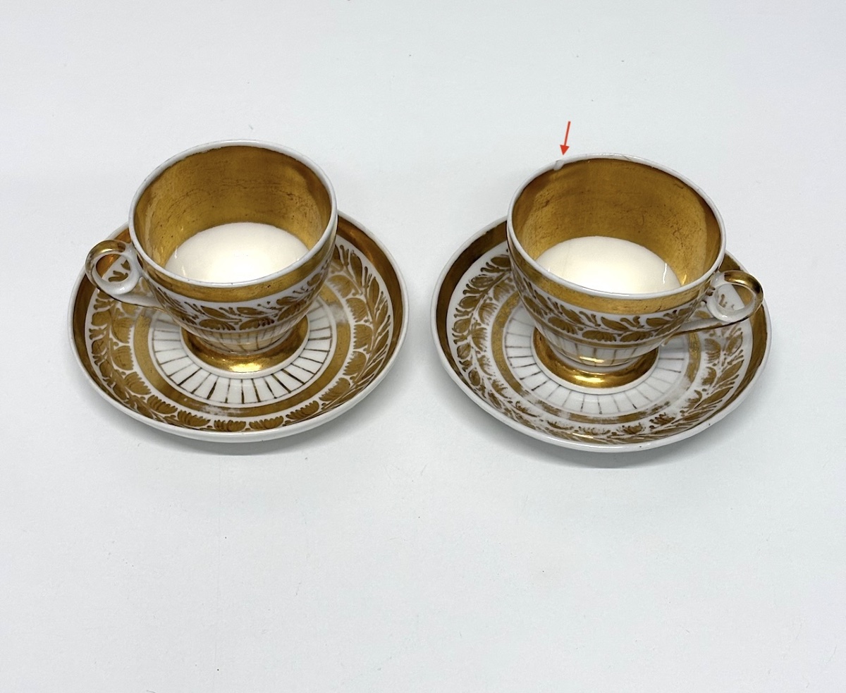 Pair Of Empire Or Restoration-period Porcelain Cups And Saucers, Circa 1820–1830, Ref. 1225-photo-2