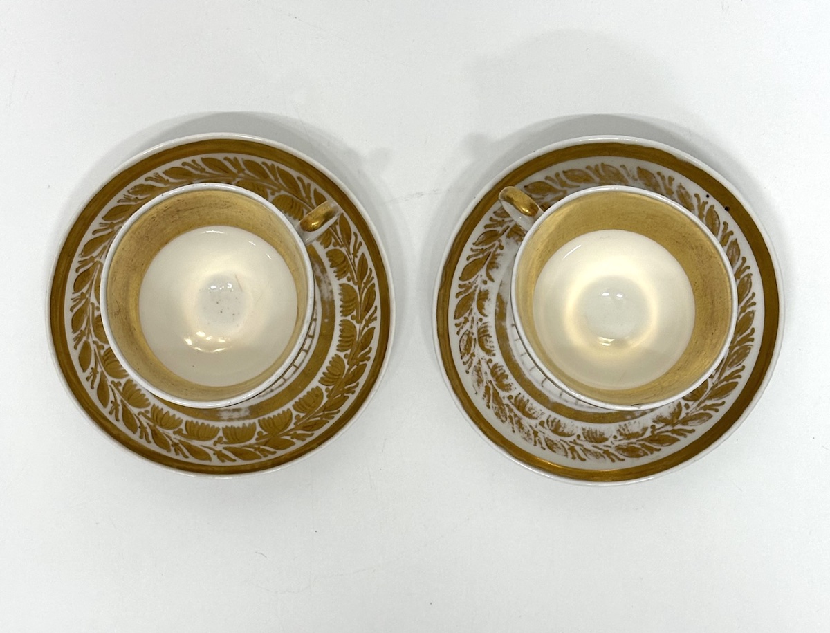 Pair Of Empire Or Restoration-period Porcelain Cups And Saucers, Circa 1820–1830, Ref. 1225-photo-1