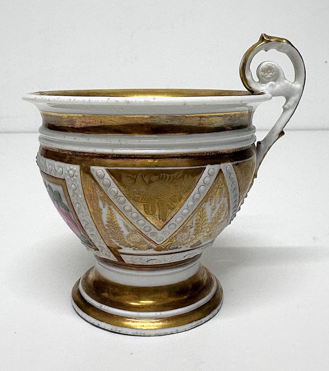 Tasse à Chocolat Porcelaine de Paris décor de fleurs  XIX ème Ref1226-photo-4
