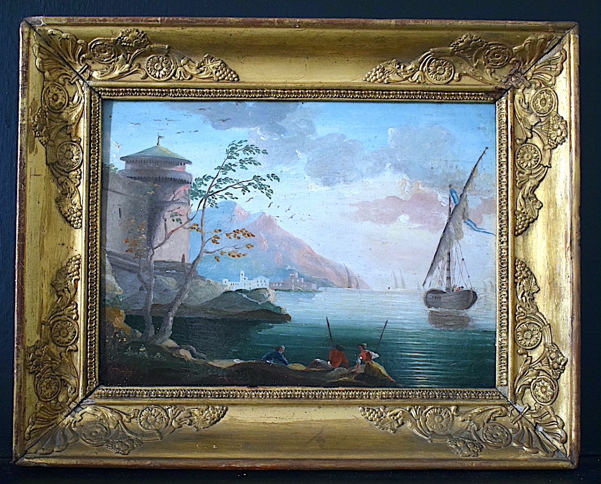 18th-century Seascape: Coastal Landscape, Fishermen, And Sailing Ships Rt1487