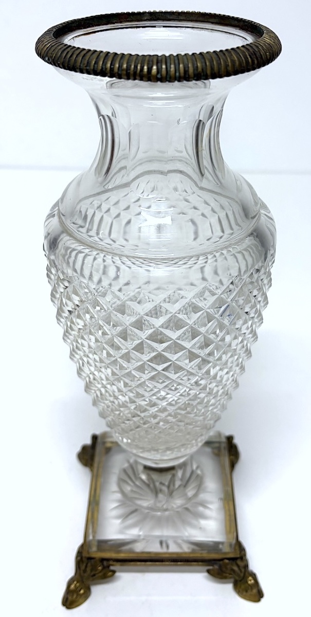 Mounted Object: Faceted Crystal Vase With Bronze Accents  Ref1187-photo-2