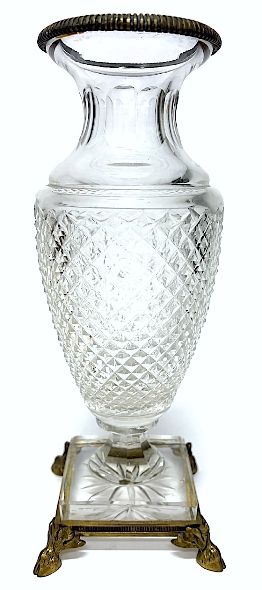 Mounted Object: Faceted Crystal Vase With Bronze Accents  Ref1187-photo-1