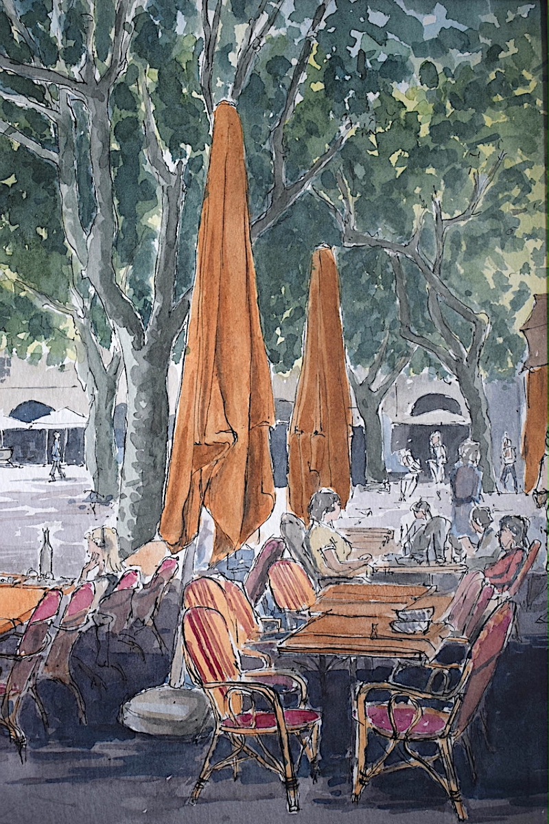 Claude Menge, Watercolor, Uzès, Occitanie, Herb Square, Rt1489-photo-4
