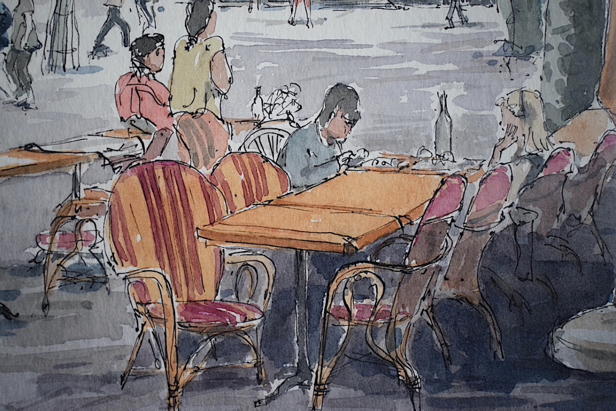Claude Menge, Watercolor, Uzès, Occitanie, Herb Square, Rt1489-photo-1