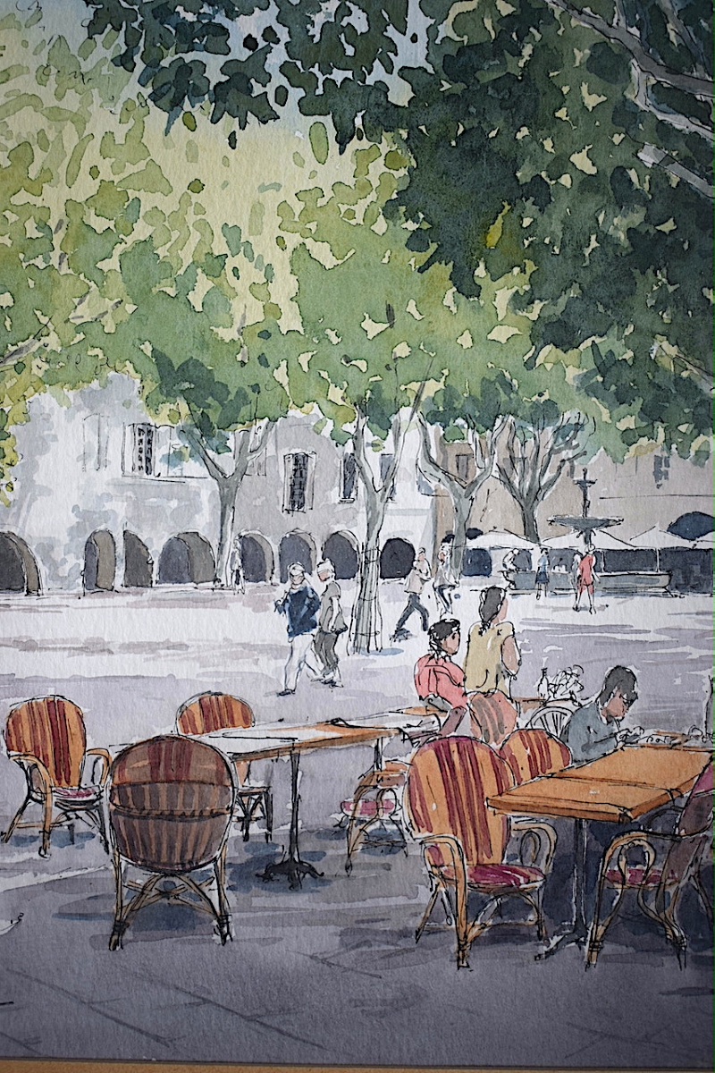 Claude Menge, Watercolor, Uzès, Occitanie, Herb Square, Rt1489-photo-3