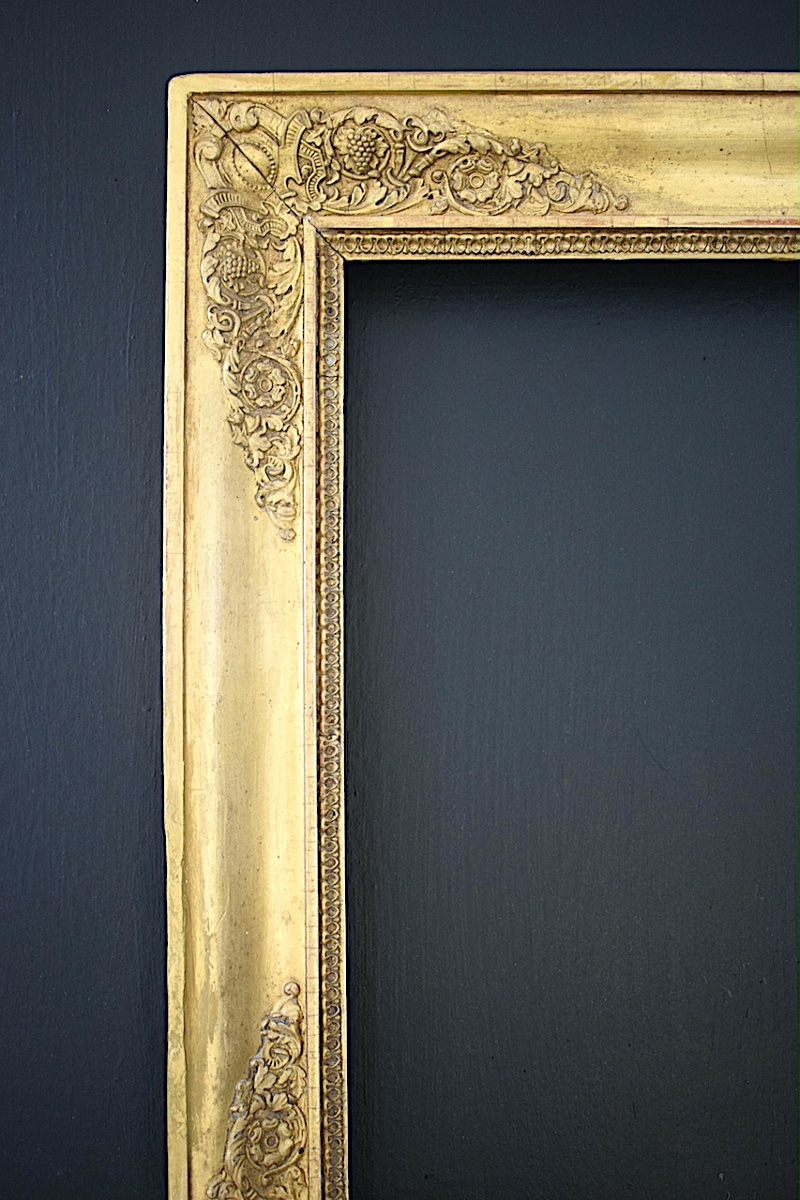 CADRE doré XIX ème Empire Feuillure 46 x 33 cm format pour tableau 8P FRAME Ref C1307-photo-3