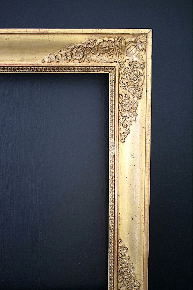 CADRE doré XIX ème Empire Feuillure 46 x 33 cm format pour tableau 8P FRAME Ref C1307-photo-1