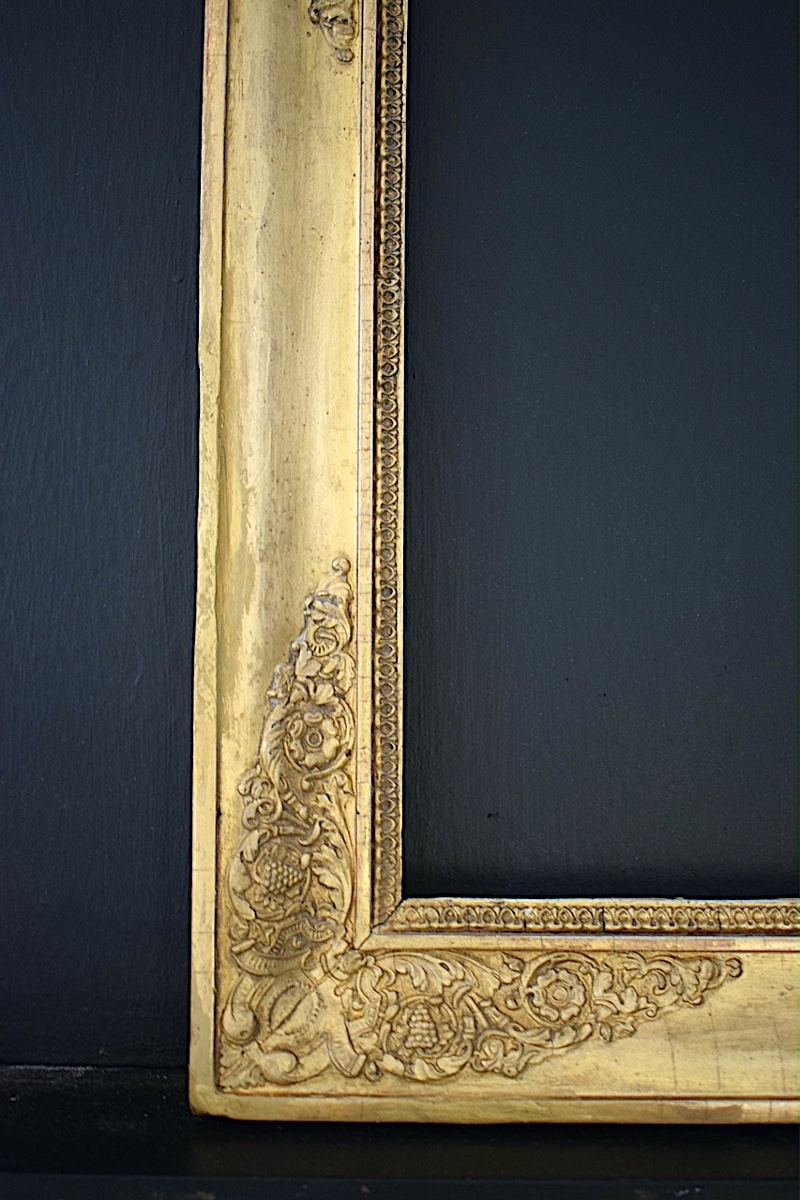 CADRE doré XIX ème Empire Feuillure 46 x 33 cm format pour tableau 8P FRAME Ref C1307-photo-4