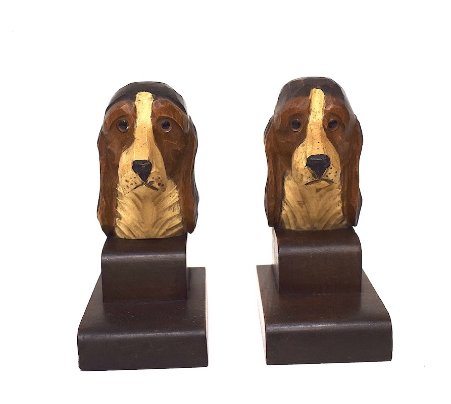 Serre Livres Chiens Chasse  Art Deco Bois Sculpté Setter Anglais Beagle 1930 1950 ref1190-photo-5