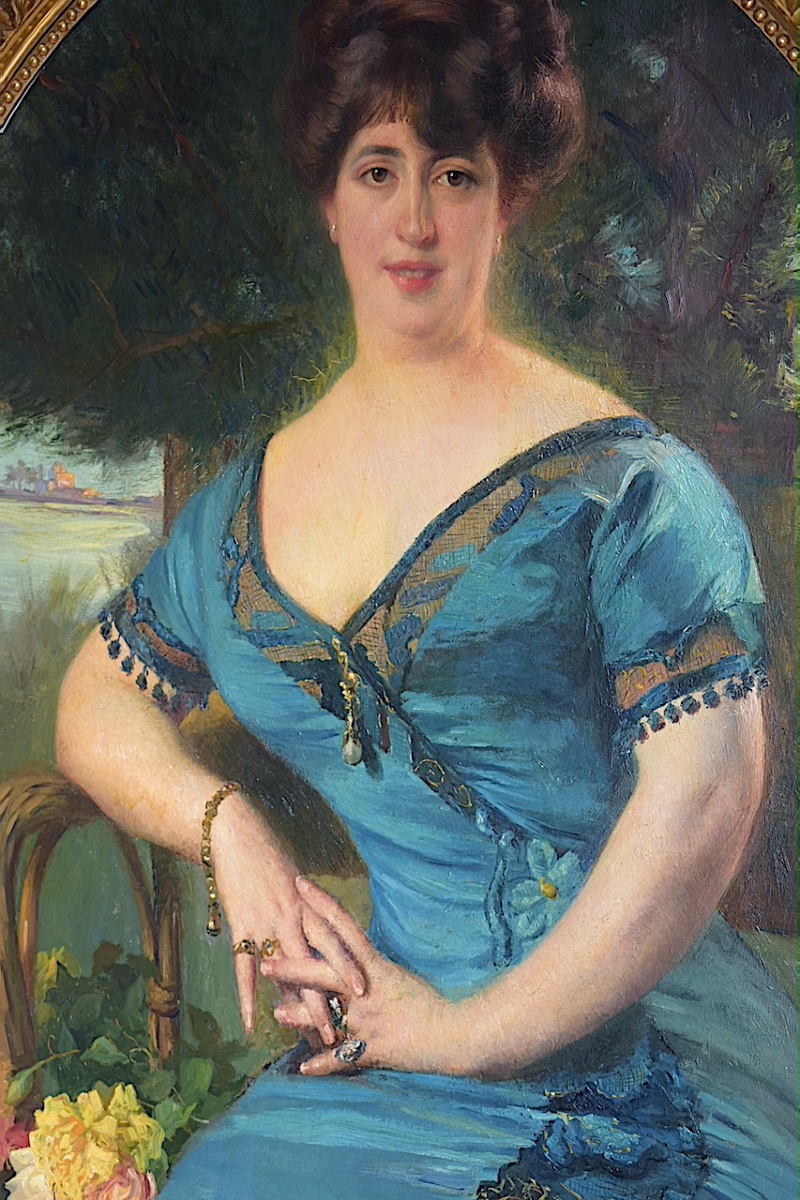 Léon Galand, Large-format Oval Portrait Of A Woman, Dated 1911, Rt1495-photo-4