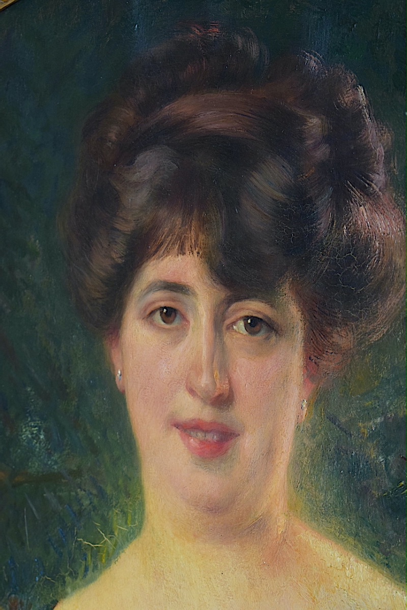 Léon Galand, Large-format Oval Portrait Of A Woman, Dated 1911, Rt1495-photo-2