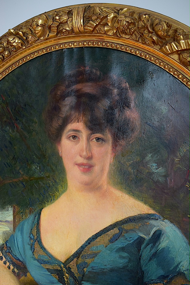 Léon Galand, Large-format Oval Portrait Of A Woman, Dated 1911, Rt1495-photo-3