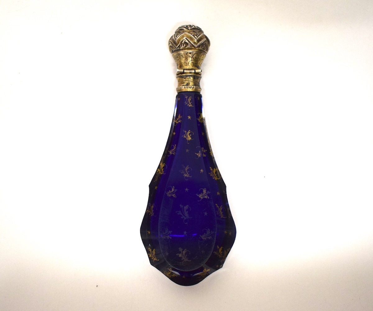 Salt Bottle, Known As “vinaigrette,” Blue Crystal And Solid Silver With Fine Gold Decoration, Medical Use, Ref. 1191-photo-2