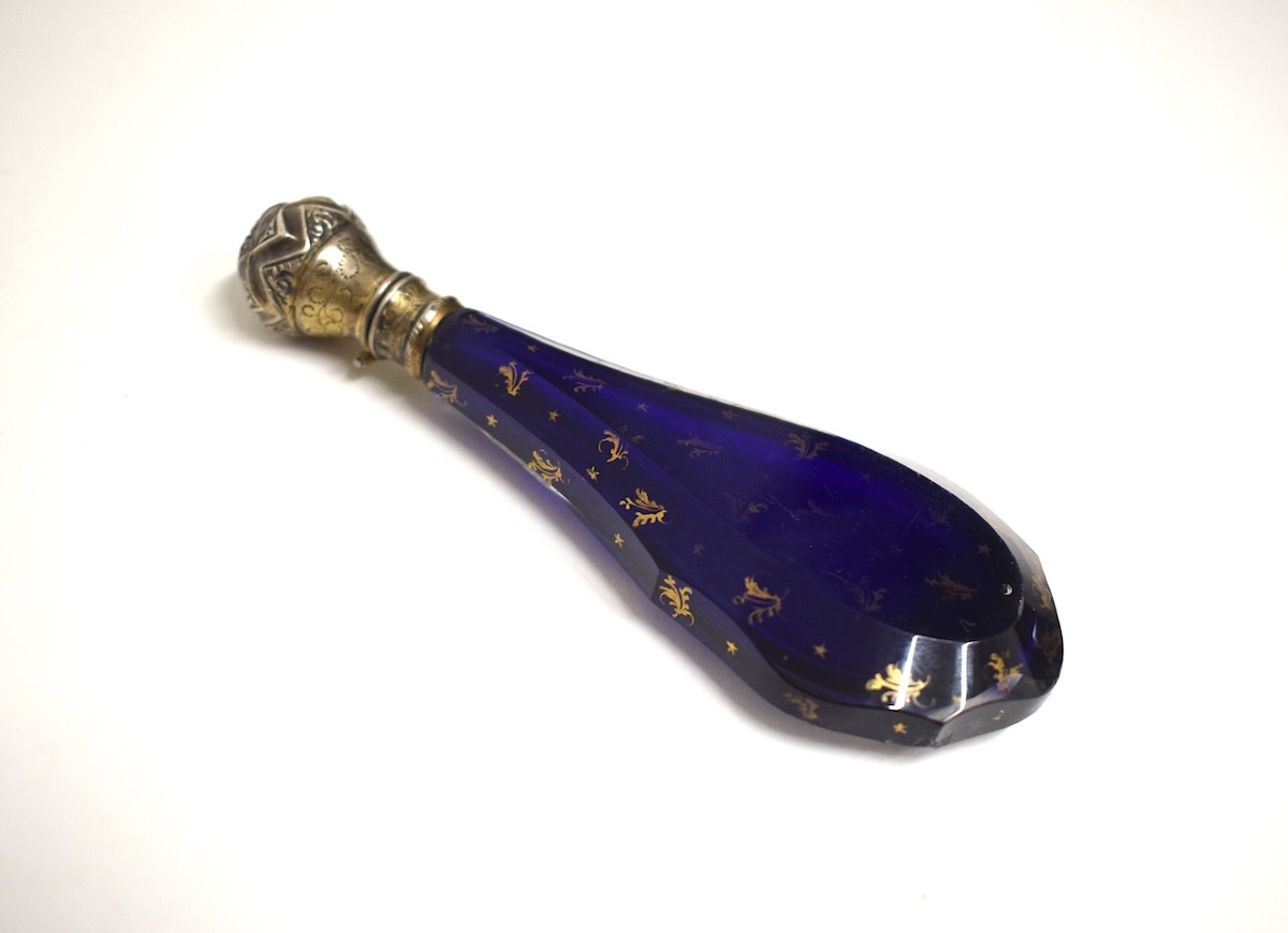 Salt Bottle, Known As “vinaigrette,” Blue Crystal And Solid Silver With Fine Gold Decoration, Medical Use, Ref. 1191-photo-4