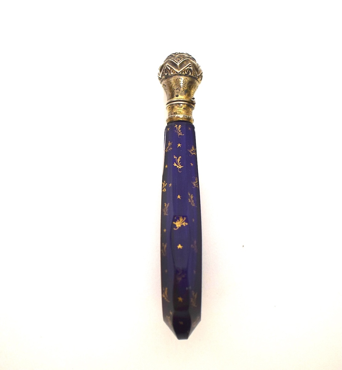 Salt Bottle, Known As “vinaigrette,” Blue Crystal And Solid Silver With Fine Gold Decoration, Medical Use, Ref. 1191-photo-3