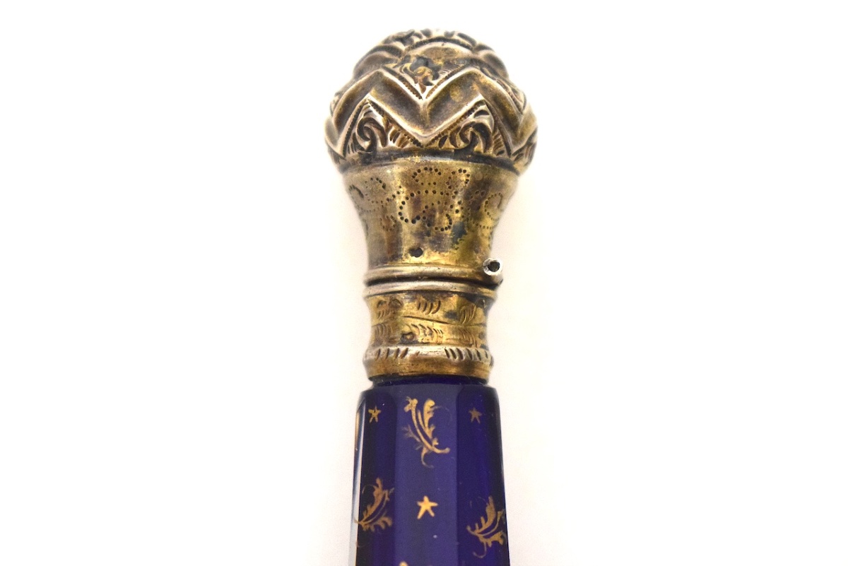 Salt Bottle, Known As “vinaigrette,” Blue Crystal And Solid Silver With Fine Gold Decoration, Medical Use, Ref. 1191-photo-4