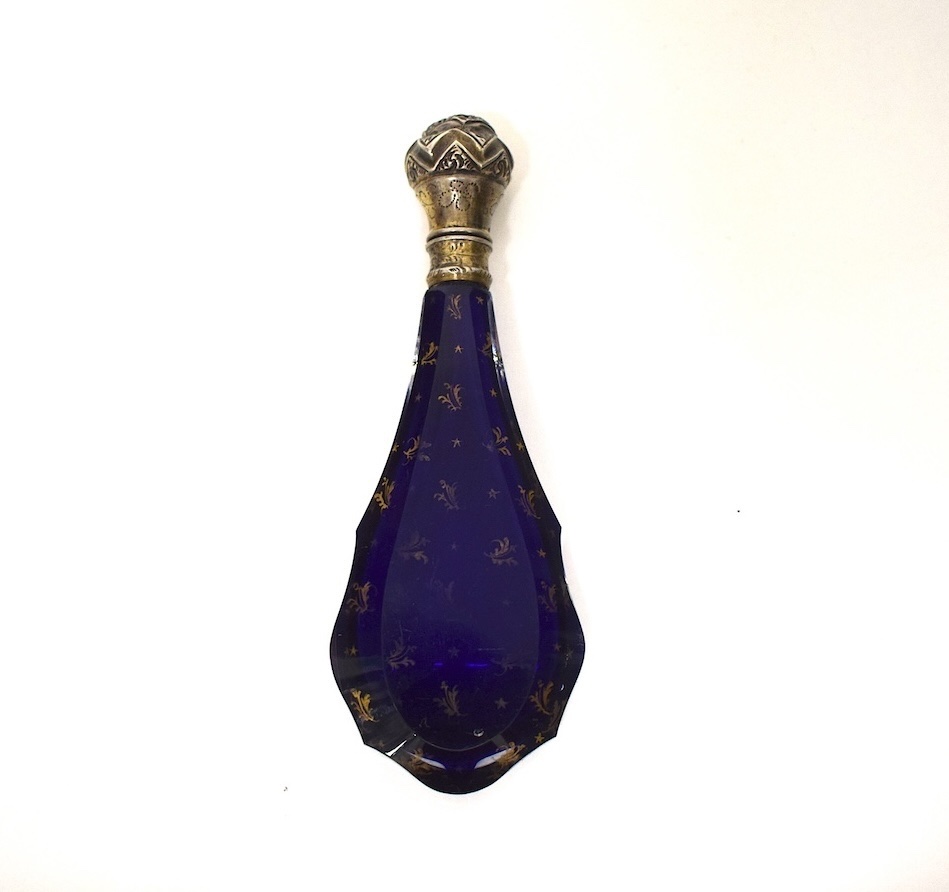Salt Bottle, Known As “vinaigrette,” Blue Crystal And Solid Silver With Fine Gold Decoration, Medical Use, Ref. 1191