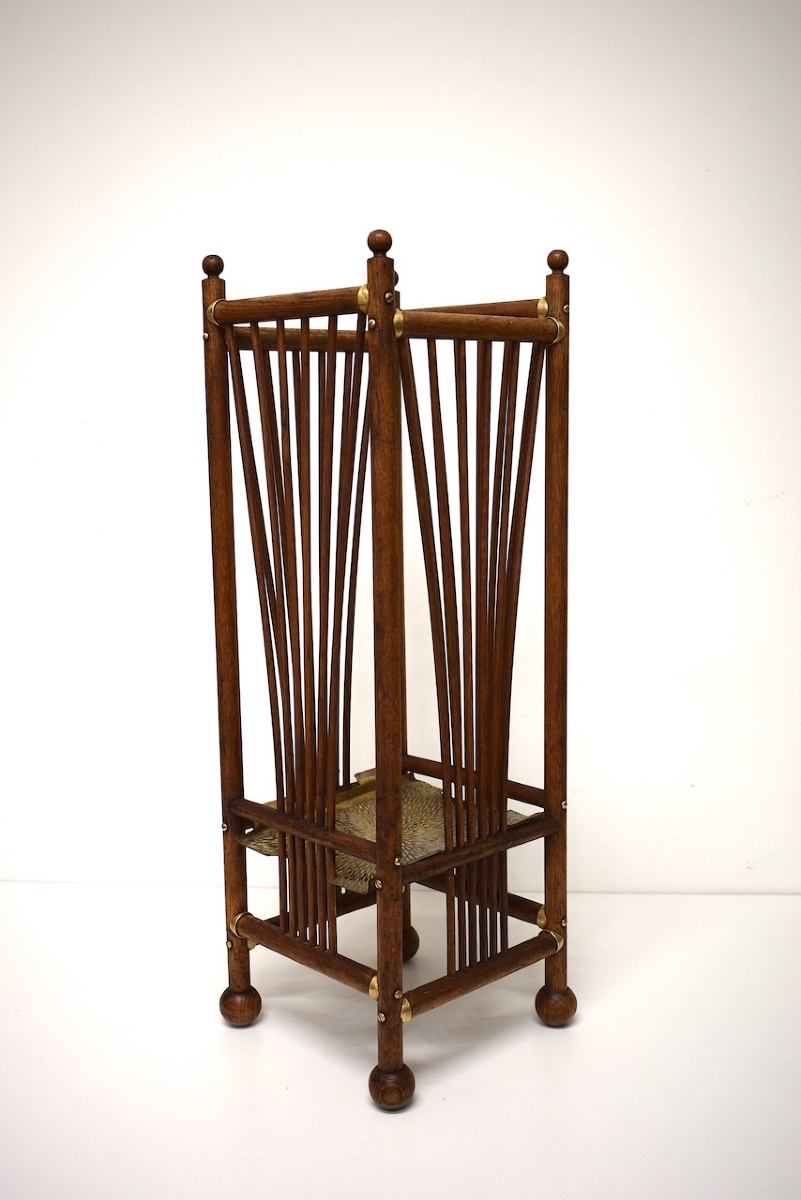Porte cannes Arts &amp; Crafts en  bois de ch&ecirc;ne et laiton vers 1900 REF1192-photo-4