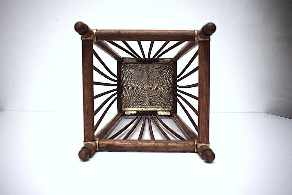 Porte cannes Arts &amp; Crafts en  bois de ch&ecirc;ne et laiton vers 1900 REF1192-photo-2