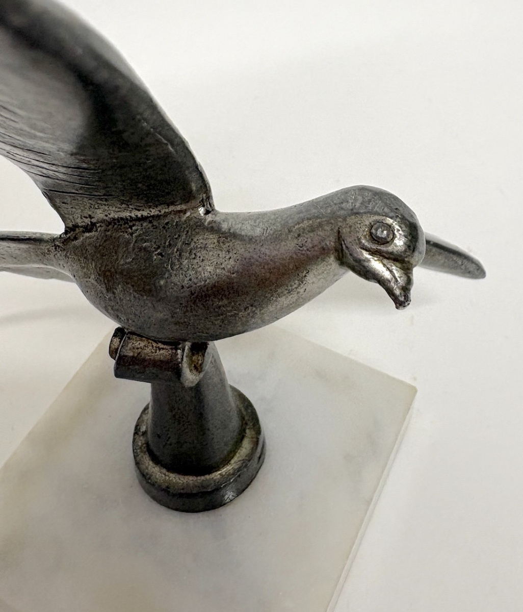 Mascotte Automobile Art Déco Oiseau Colombe  En Vol Vers 1925 1930 ref1194-photo-3