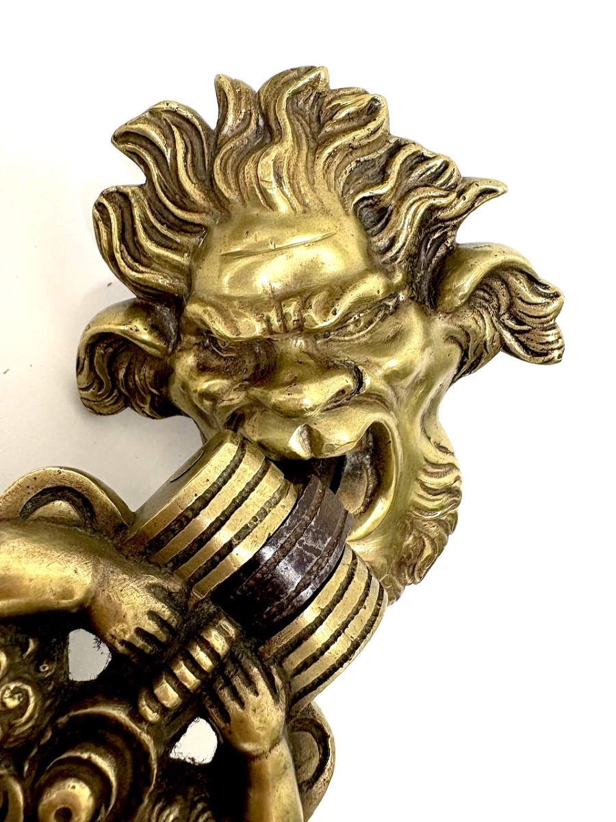 Neo-renaissance Napoleon III Bronze Door Knocker Featuring A Satyr And Putti, Ref. 1195 -photo-4