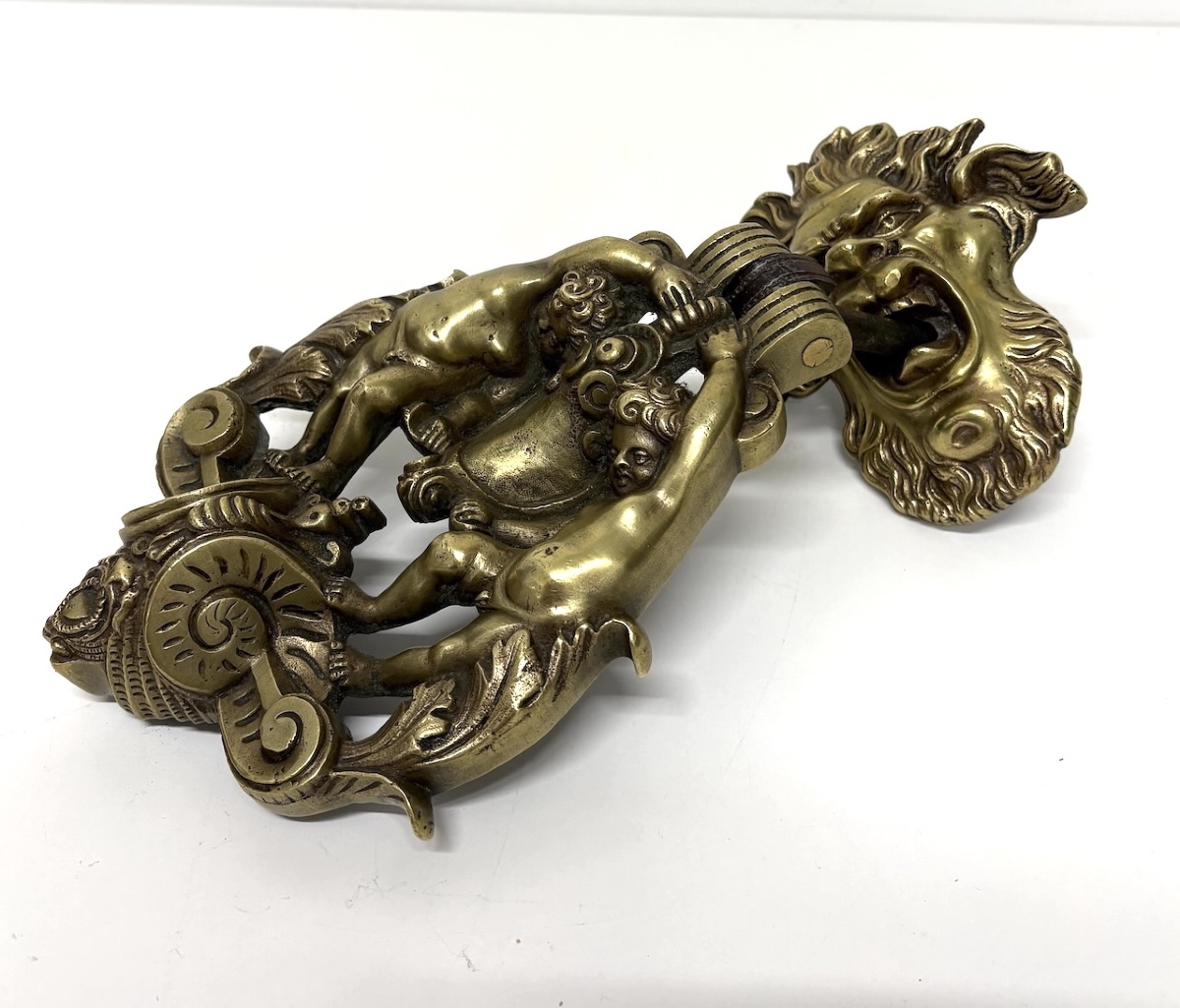 Neo-renaissance Napoleon III Bronze Door Knocker Featuring A Satyr And Putti, Ref. 1195 -photo-5