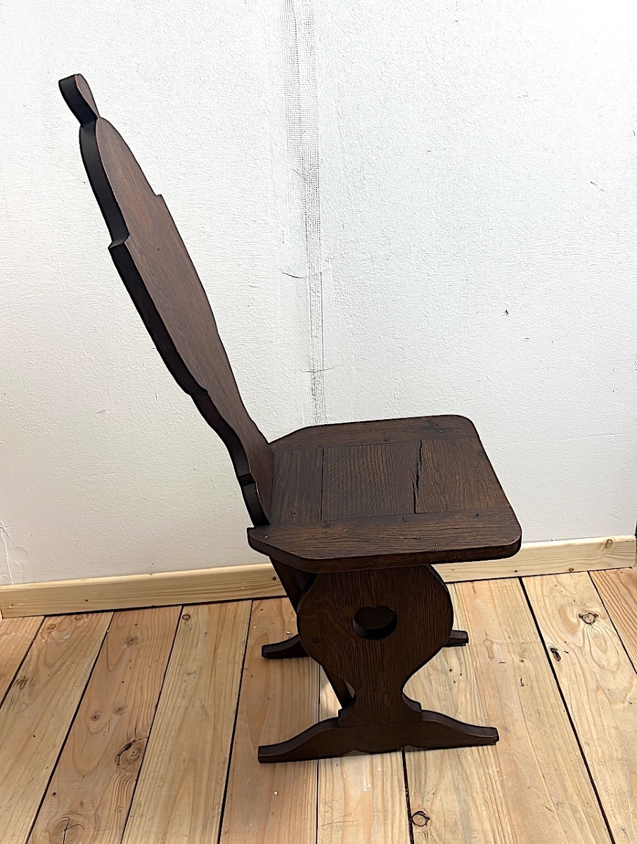 Charles Dudouyt Chaise bois chêne estampillé l'Abeillée 1920 1930 brutaliste ref1202-photo-4