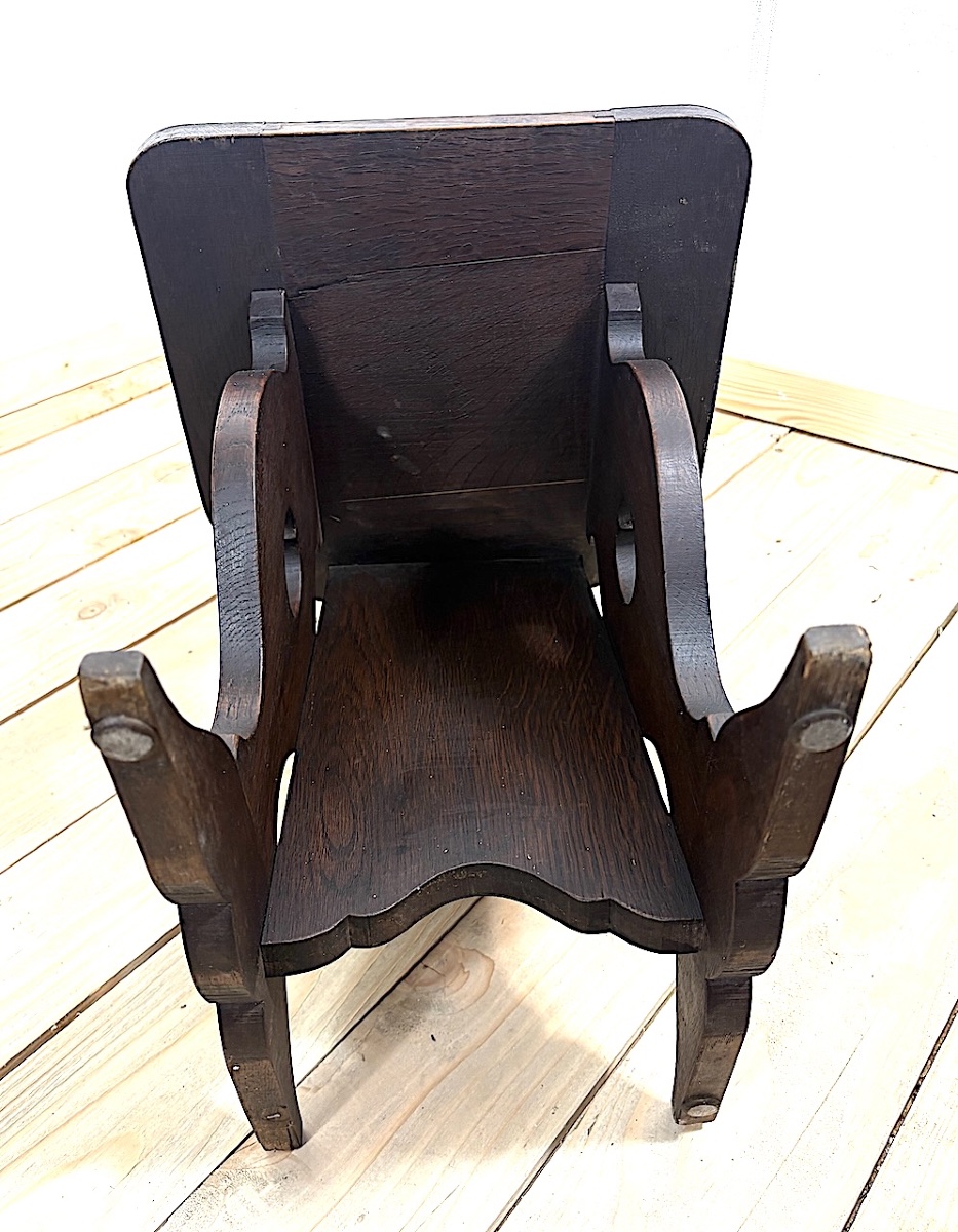 Charles Dudouyt Chaise bois chêne estampillé l'Abeillée 1920 1930 brutaliste ref1202-photo-4