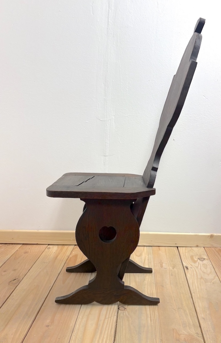 Charles Dudouyt Chaise bois chêne estampillé l'Abeillée 1920 1930 brutaliste ref1202-photo-8