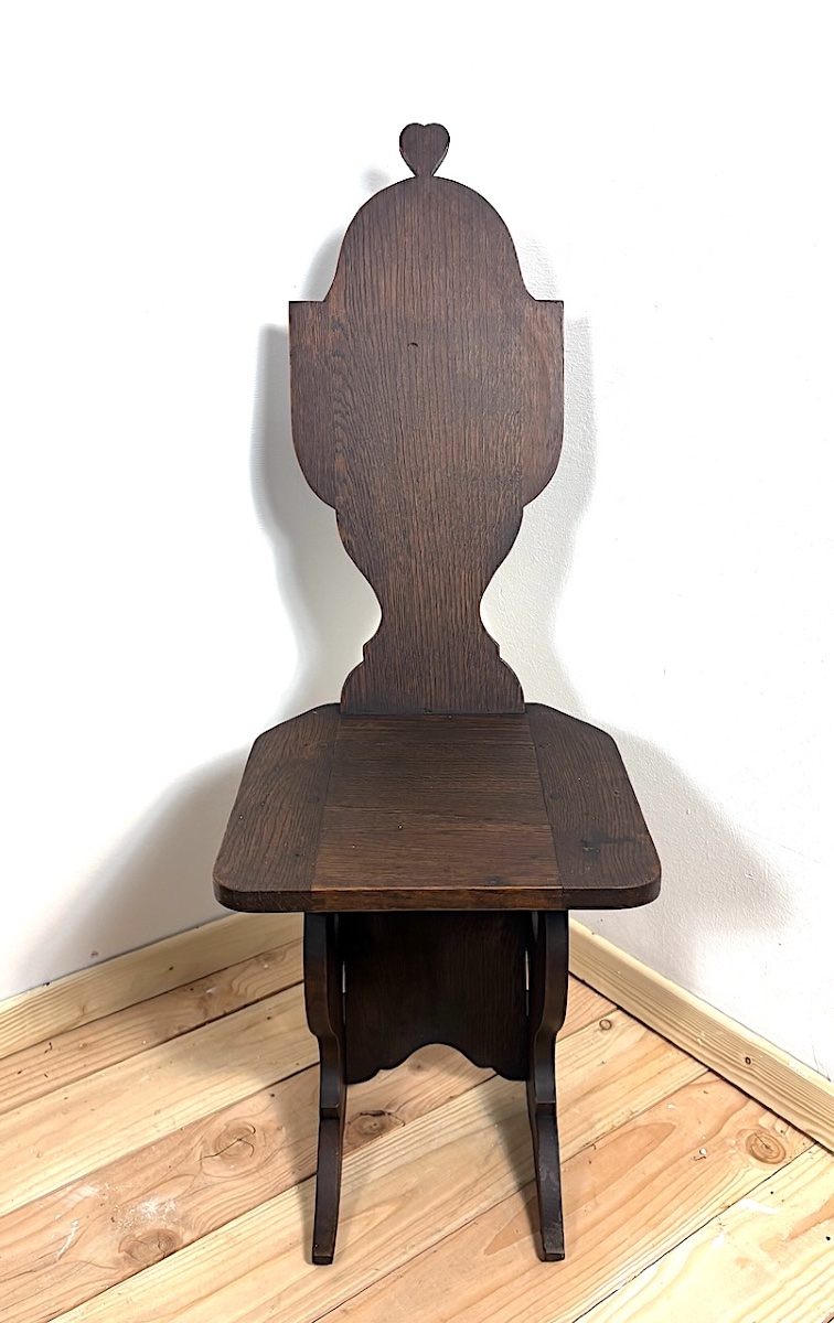 Charles Dudouyt Chaise bois chêne estampillé l'Abeillée 1920 1930 brutaliste ref1202