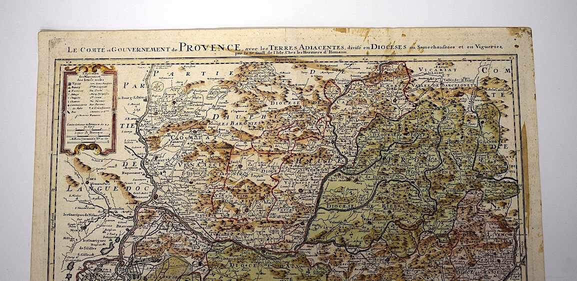 Delisle gravure  XVIII  Carte Géographique Le Comté Et Gouvernement De Provence  REFM1189 -photo-3