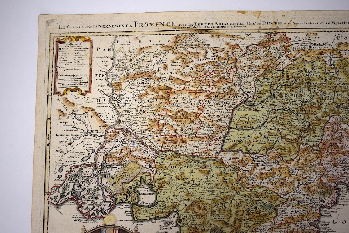 Delisle gravure  XVIII  Carte Géographique Le Comté Et Gouvernement De Provence  REFM1189 -photo-1