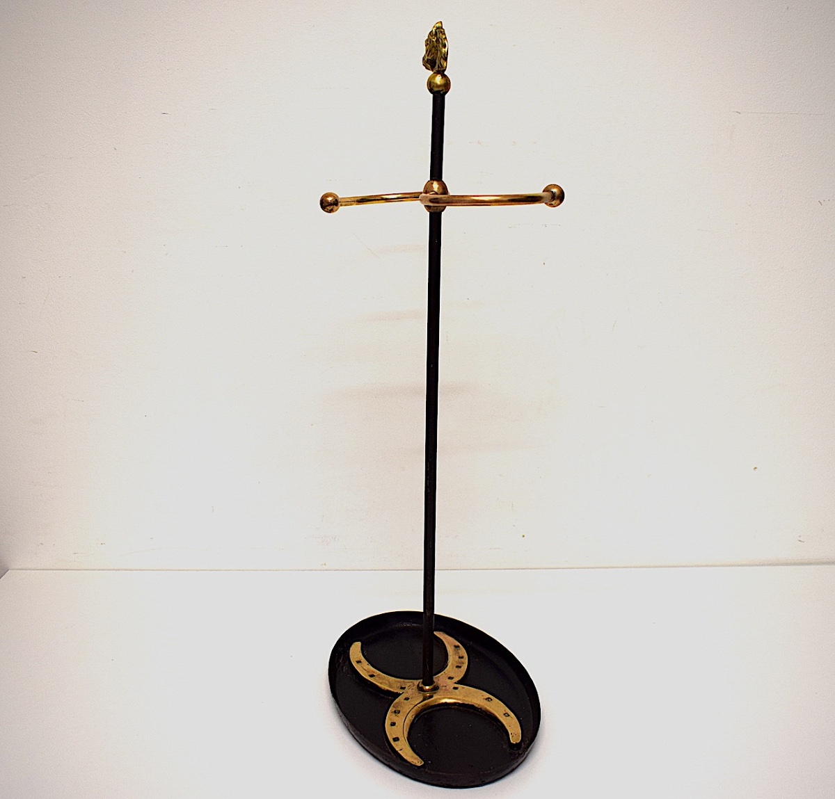 1950 Bronze And Metal Horse-shaped Umbrella And Cane Stand By Jacques Adnet, Ref. 1206-photo-1