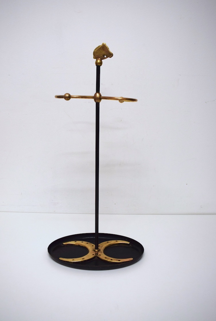 1950 Bronze And Metal Horse-shaped Umbrella And Cane Stand By Jacques Adnet, Ref. 1206-photo-2