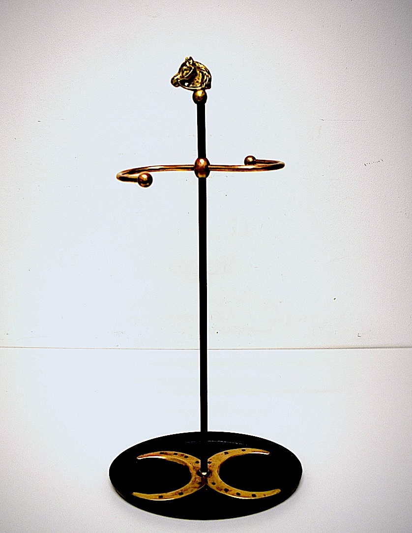 1950 Bronze And Metal Horse-shaped Umbrella And Cane Stand By Jacques Adnet, Ref. 1206-photo-6