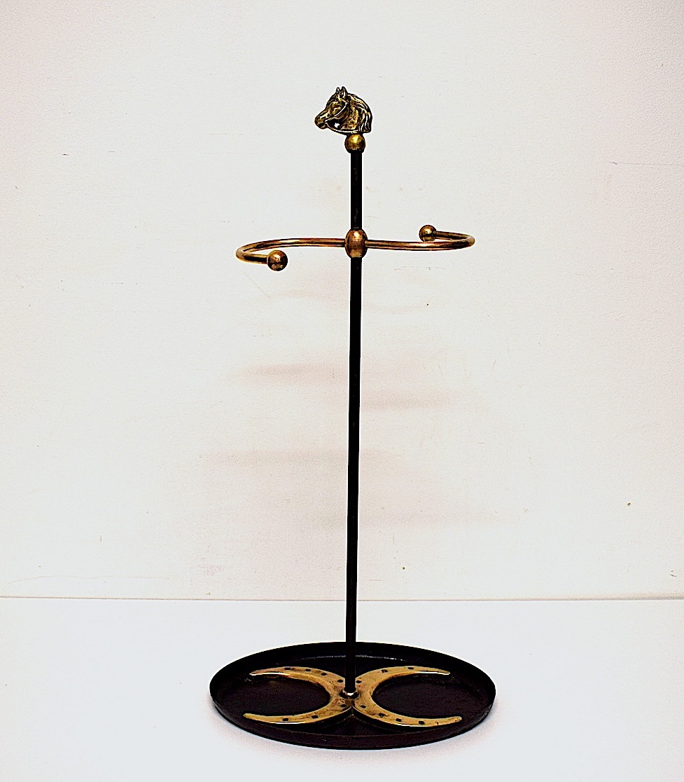 1950 Bronze And Metal Horse-shaped Umbrella And Cane Stand By Jacques Adnet, Ref. 1206-photo-8
