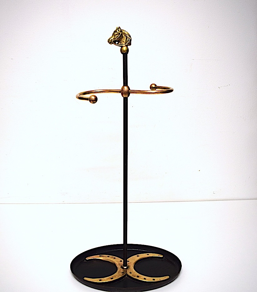 1950 Bronze And Metal Horse-shaped Umbrella And Cane Stand By Jacques Adnet, Ref. 1206