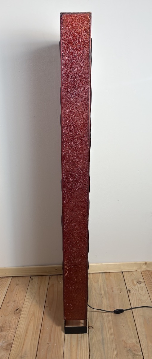 Red And Amber Fractal Resin Floor Lamp, Circa 1970, Ref1207-photo-3